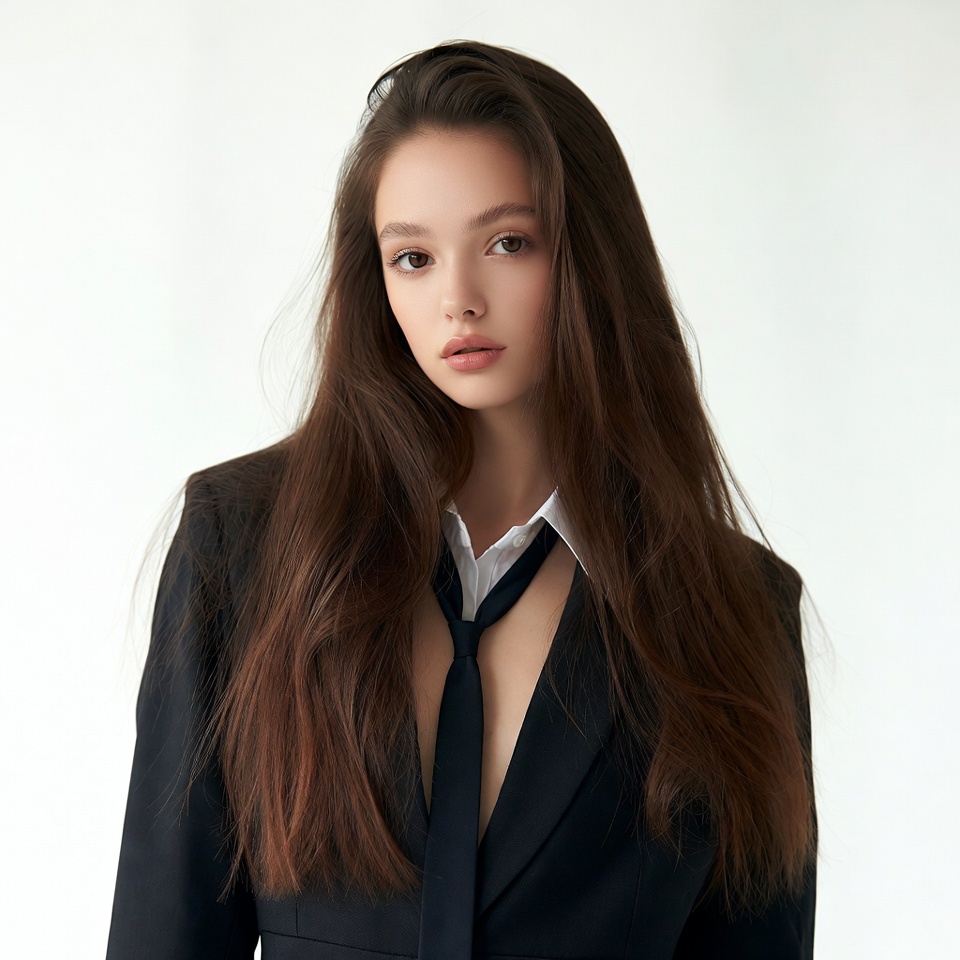 Young woman in blazer and tie Young woman in blazer and tie