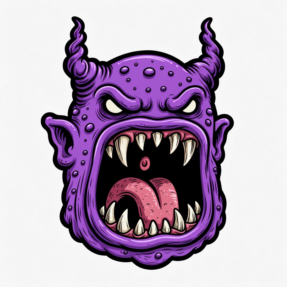 Purple Cartoon Monster Roaring Purple Cartoon Monster Roaring