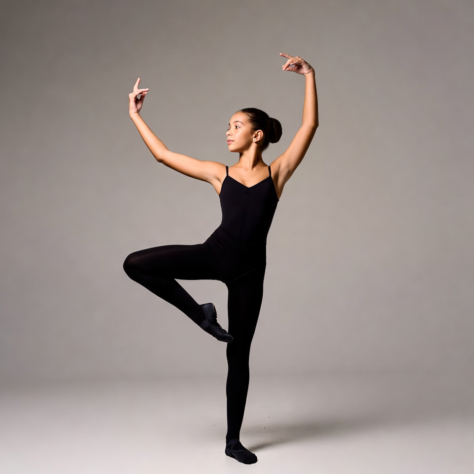 Young Black girl in ballet pose Young Black girl in ballet pose