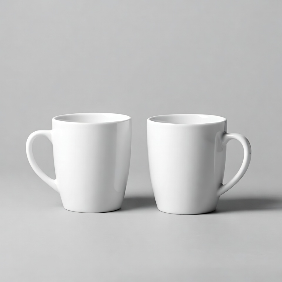 Two white blank mugs Two white blank mugs