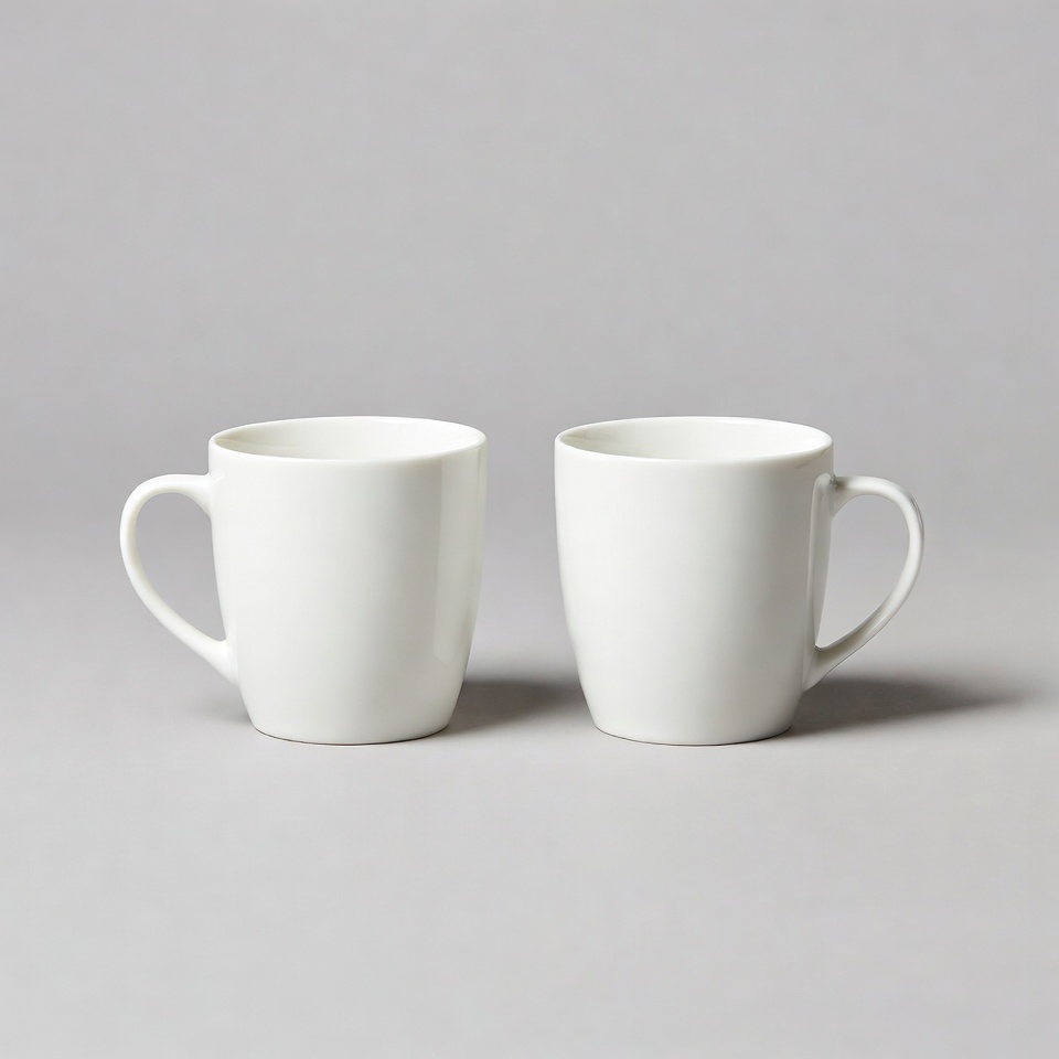 Two white ceramic mugs Two white ceramic mugs