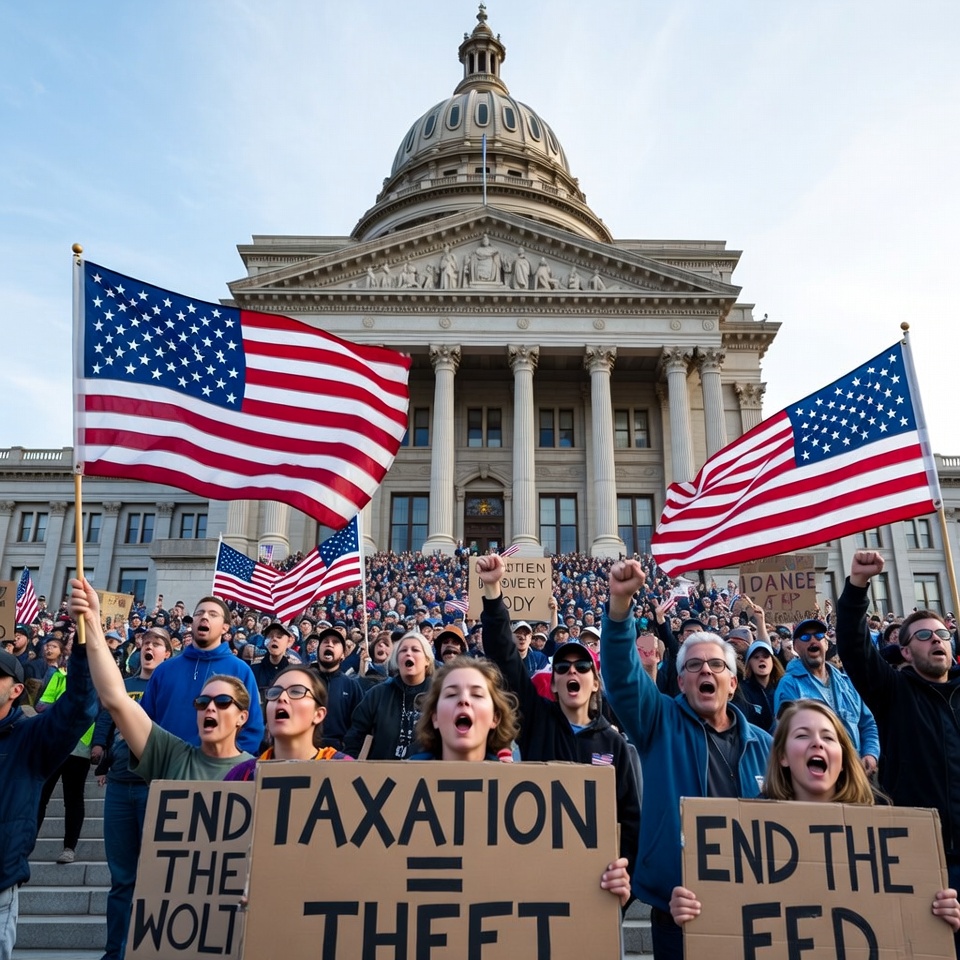 Crowd protesting taxation at capitol Crowd protesting taxation at capitol