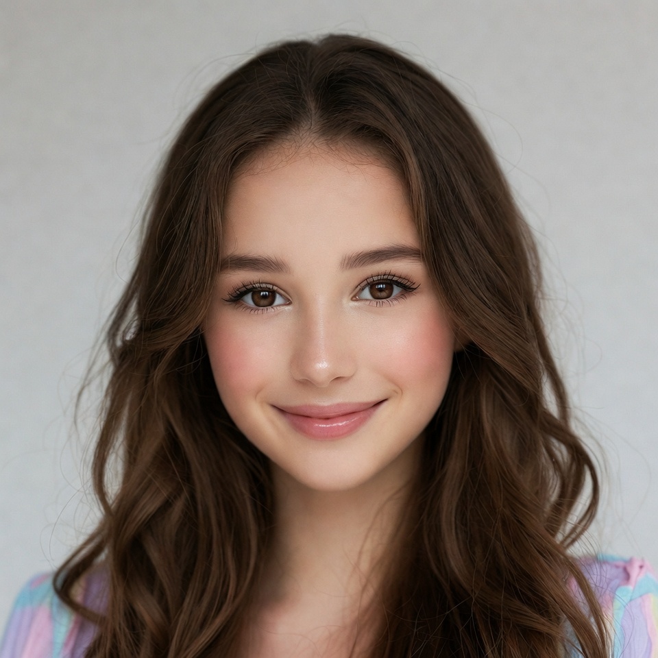 Smiling young woman with brown hair Smiling young woman with brown hair