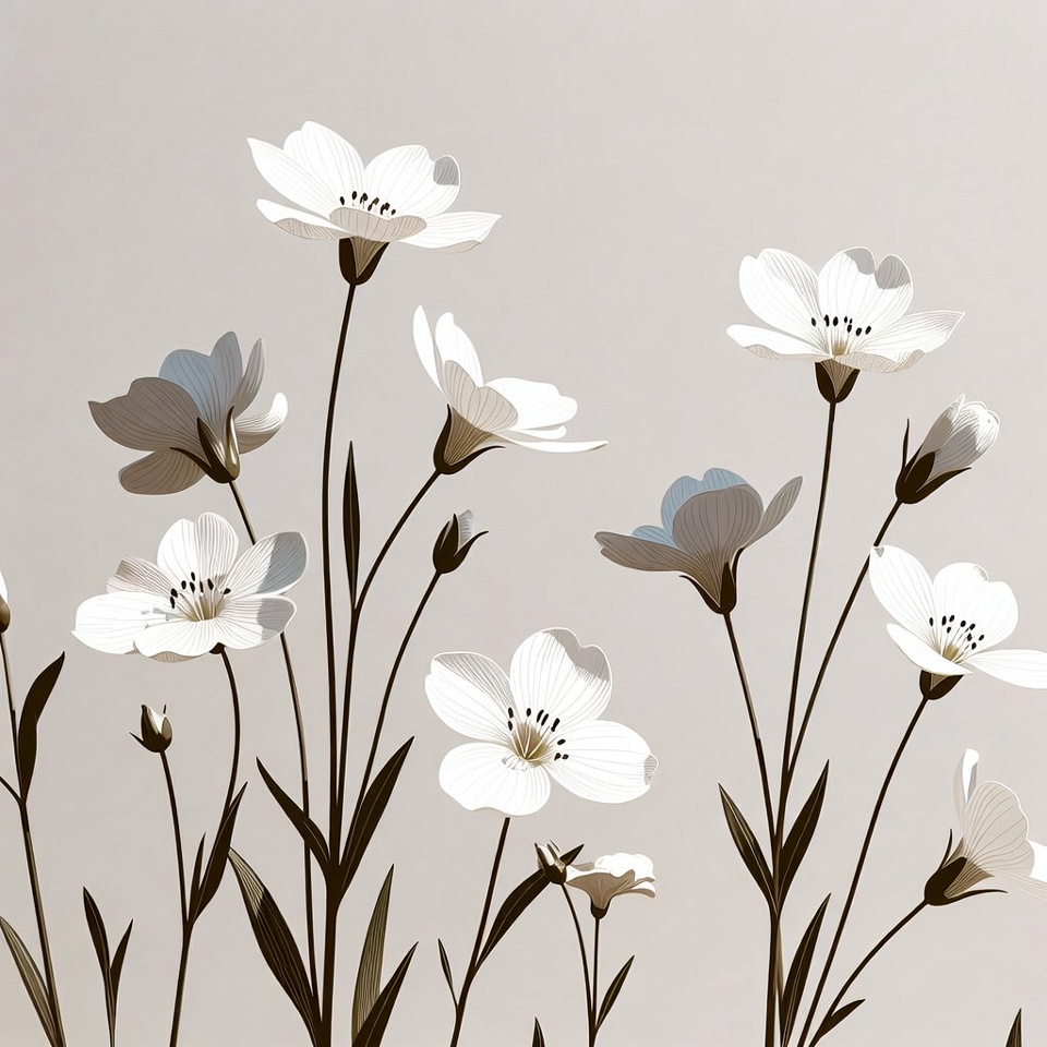 White Anemone Flowers Illustration White Anemone Flowers Illustration