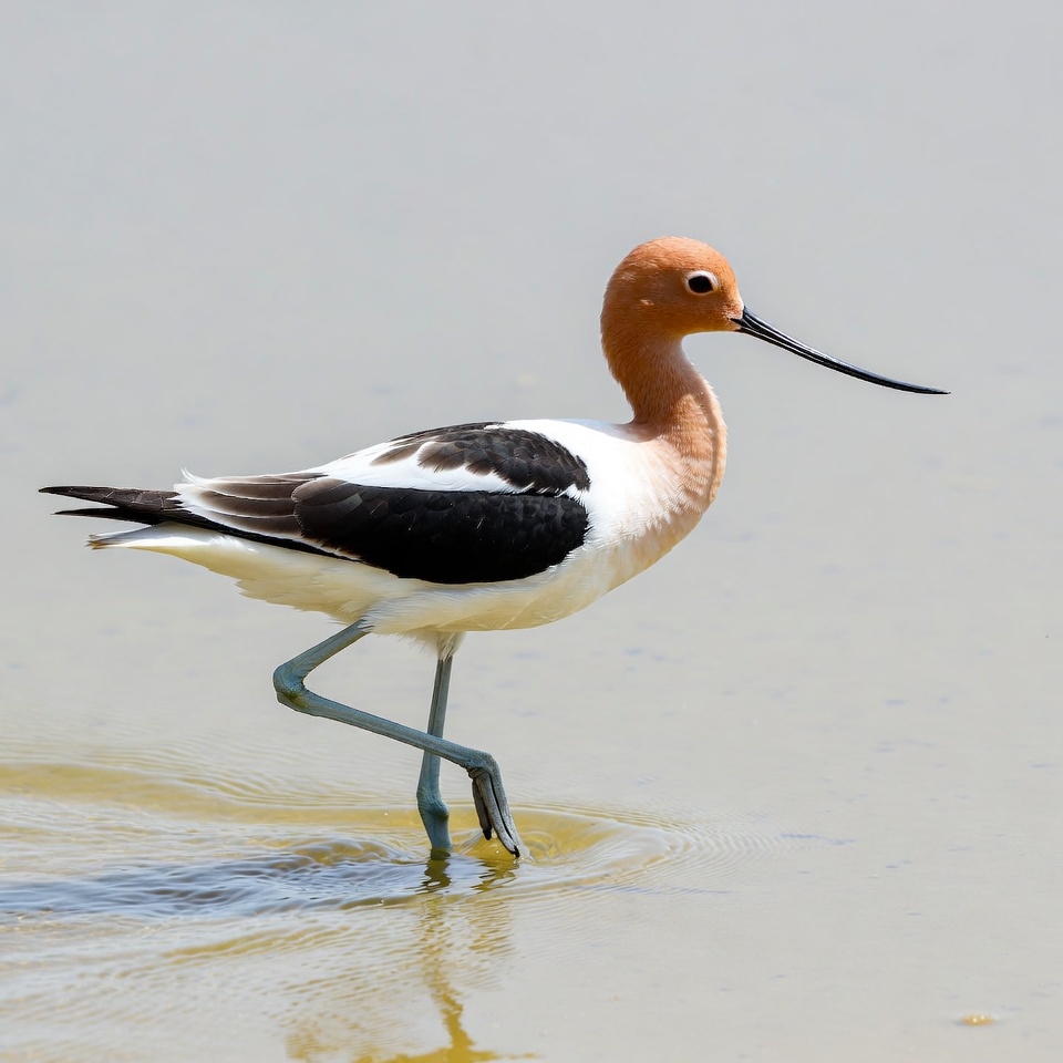 Black-necked Stilt wading in water Black-necked Stilt wading in water
