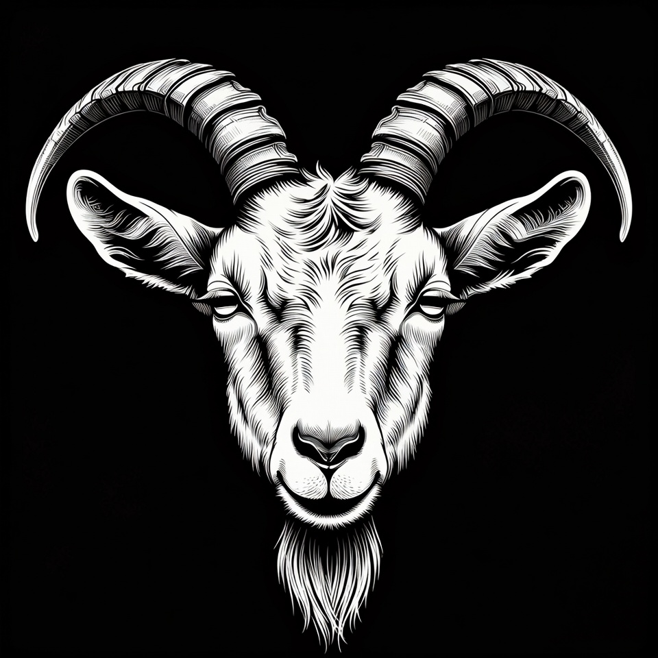 White Goat Head Illustration White Goat Head Illustration