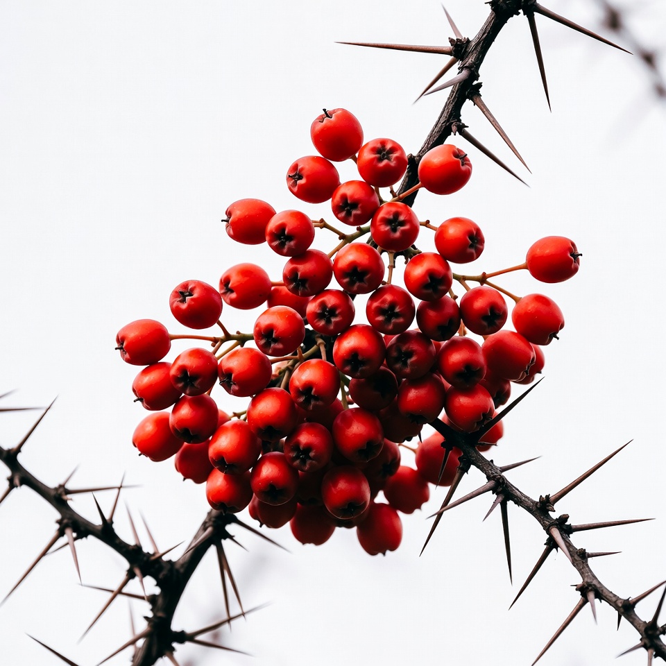 Red Berries on Thorny Branches Red Berries on Thorny Branches