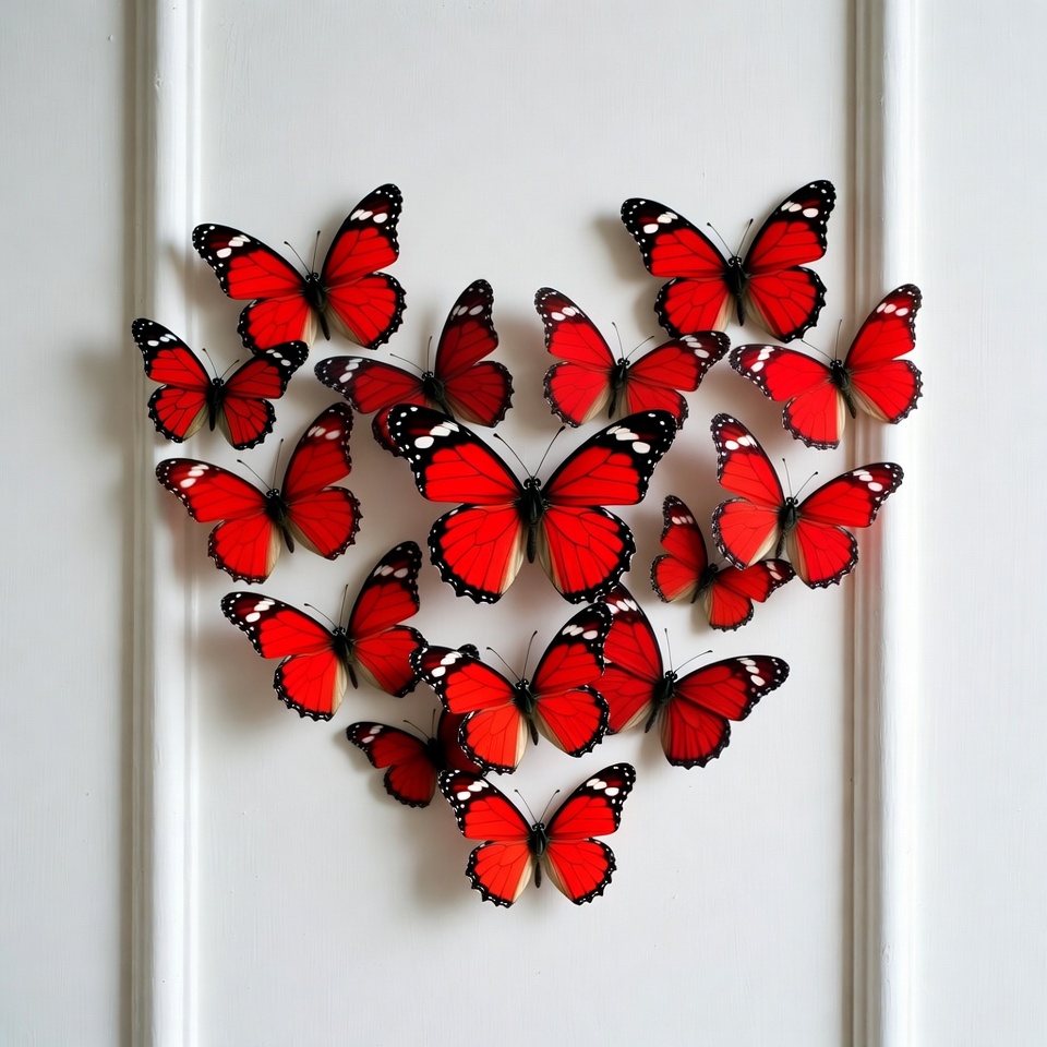 Red Butterflies Forming Heart Shape Red Butterflies Forming Heart Shape