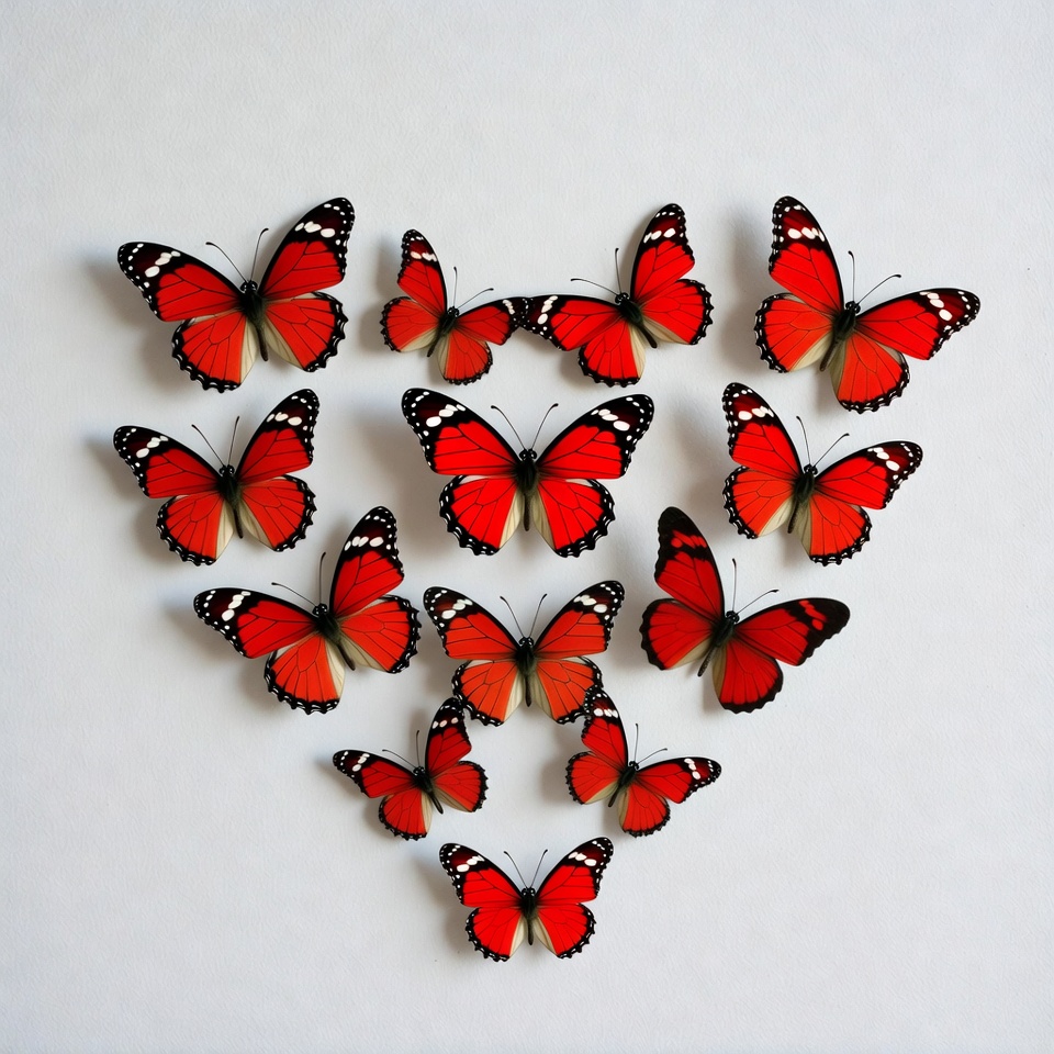 Red Butterflies Arranged in Heart Shape Red Butterflies Arranged in Heart Shape