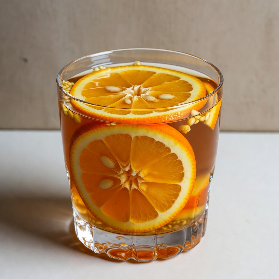 Glass of water with orange slices Glass of water with orange slices