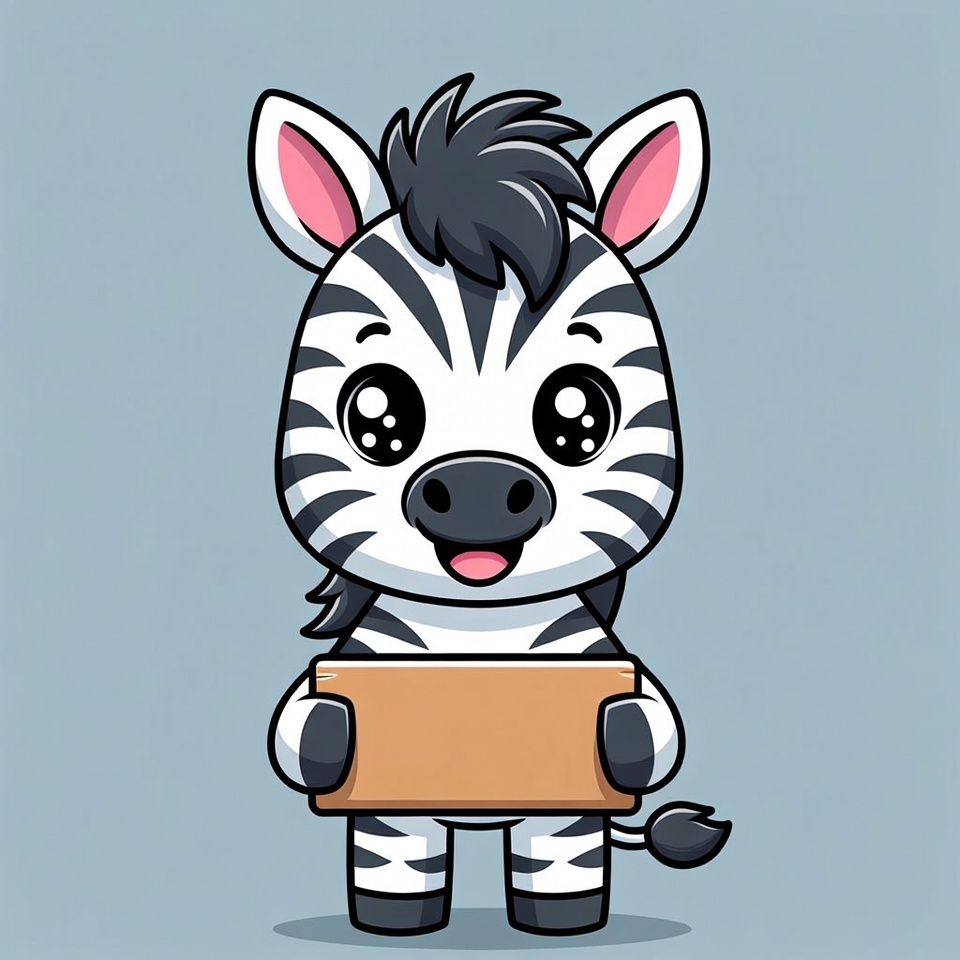 Cute cartoon zebra holding sign Cute cartoon zebra holding sign
