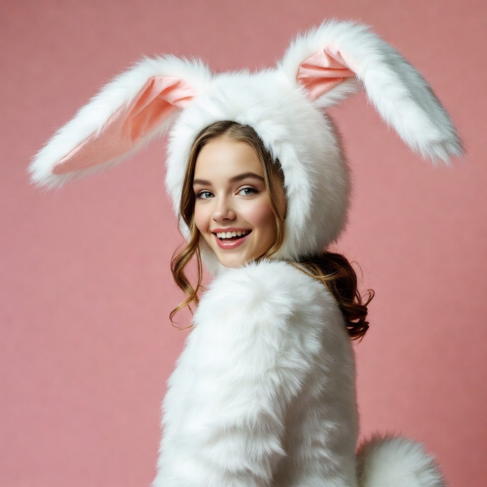 Girl in fluffy bunny costume Girl in fluffy bunny costume