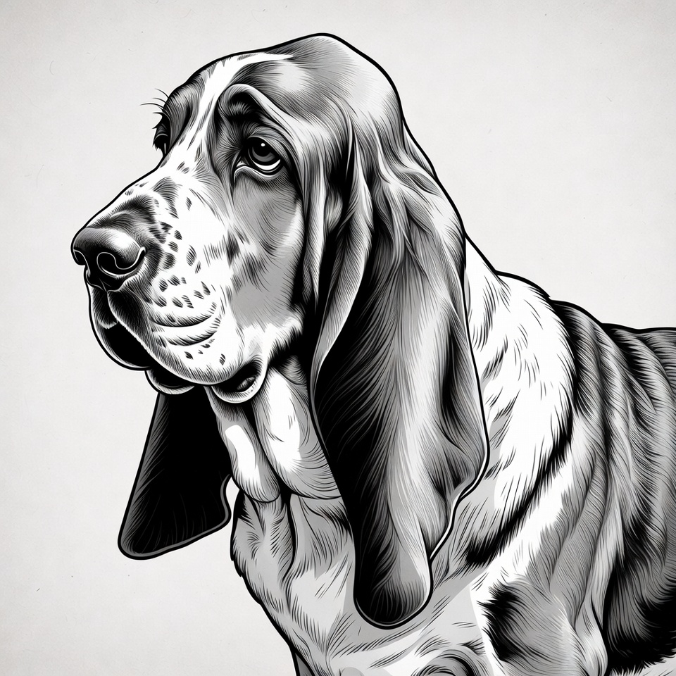 Basset Hound Portrait Illustration Basset Hound Portrait Illustration