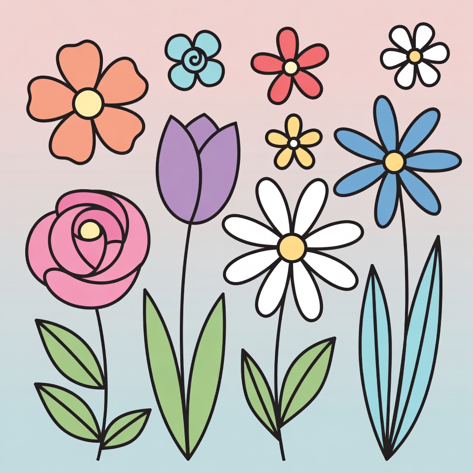 Colorful Flowers Clipart Illustration Colorful Flowers Clipart Illustration