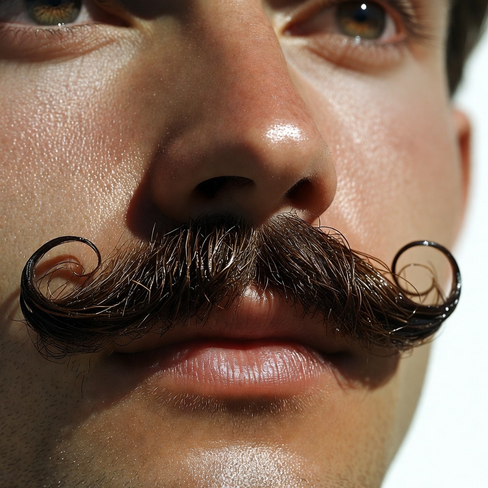 Man with curly handlebar mustache Man with curly handlebar mustache