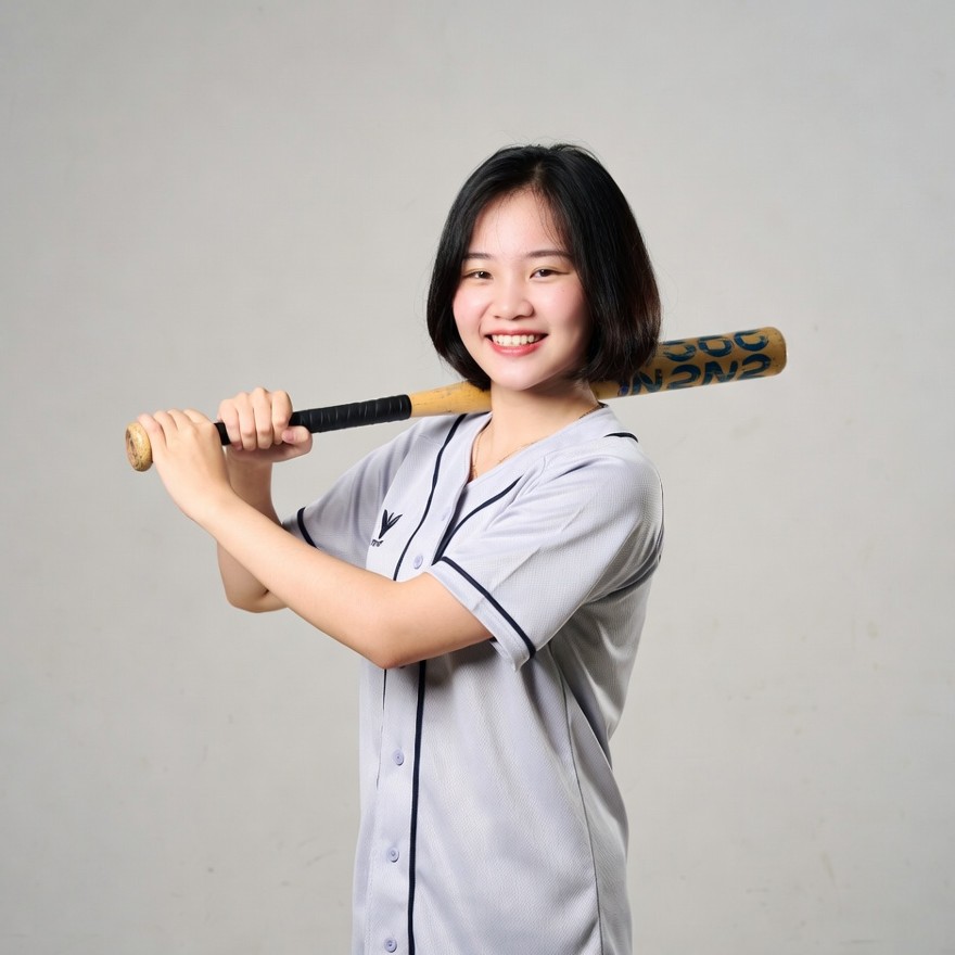 Asian girl holding baseball bat Asian girl holding baseball bat