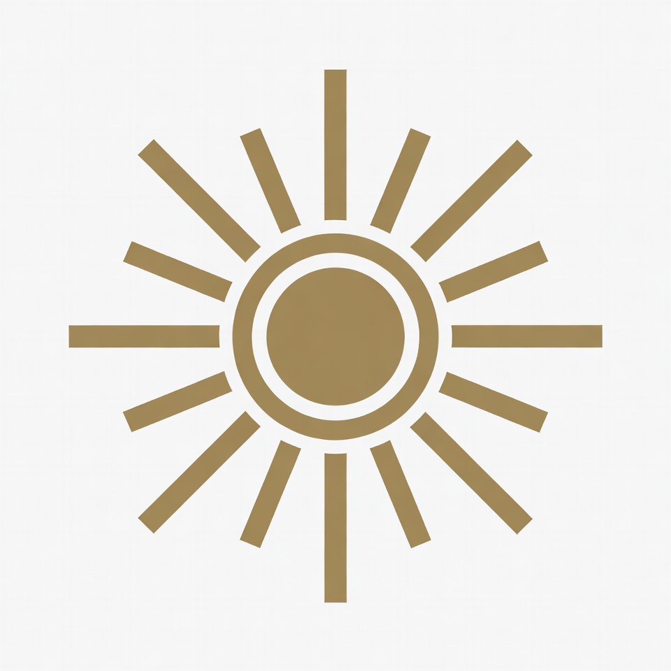 Golden Sun Icon with Rays Golden Sun Icon with Rays
