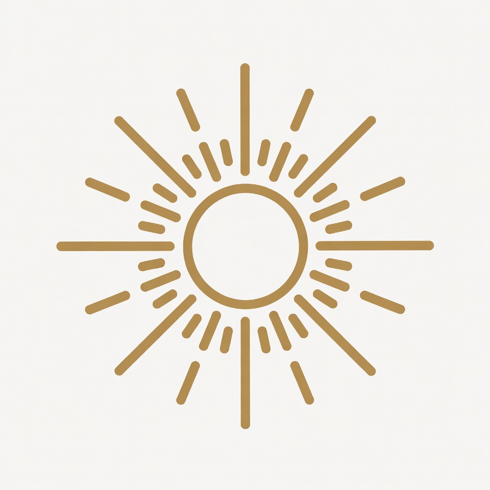 Golden Radiating Sun Icon Golden Radiating Sun Icon