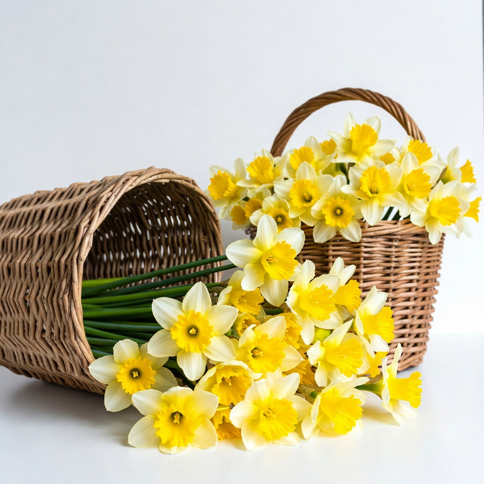 Yellow Daffodils in Wicker Baskets Yellow Daffodils in Wicker Baskets