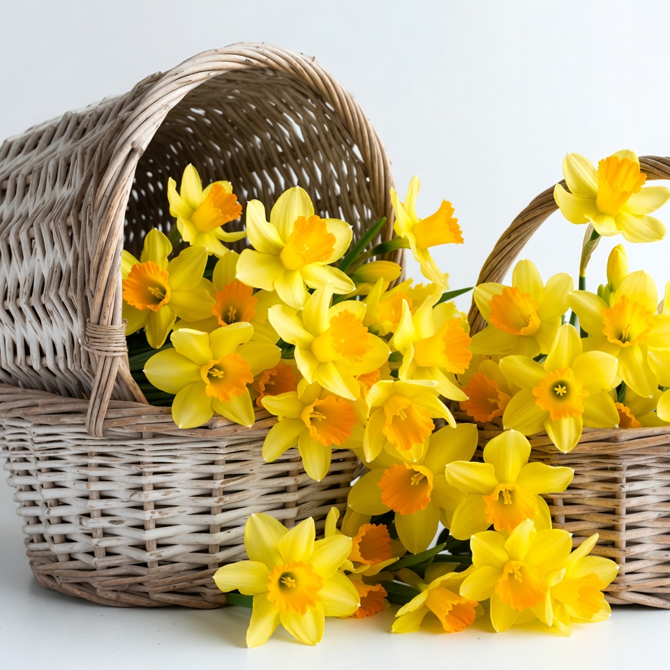 Yellow Daffodils in Wicker Baskets Yellow Daffodils in Wicker Baskets