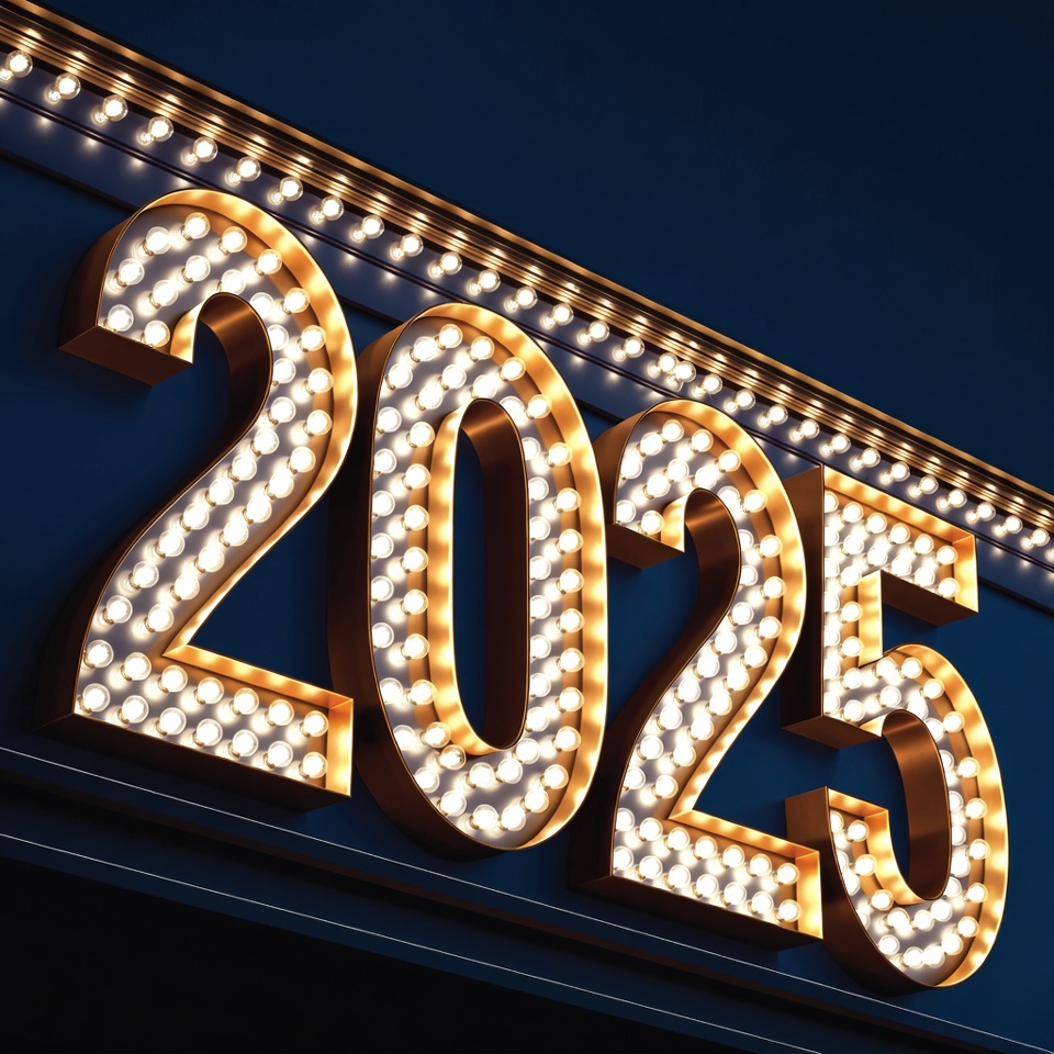 Glowing 2025 Sign with Lights Glowing 2025 Sign with Lights