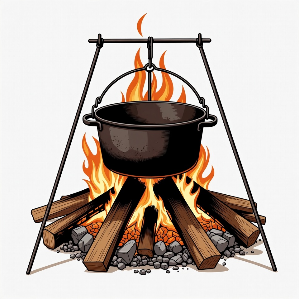 Campfire with Hanging Pot Campfire with Hanging Pot