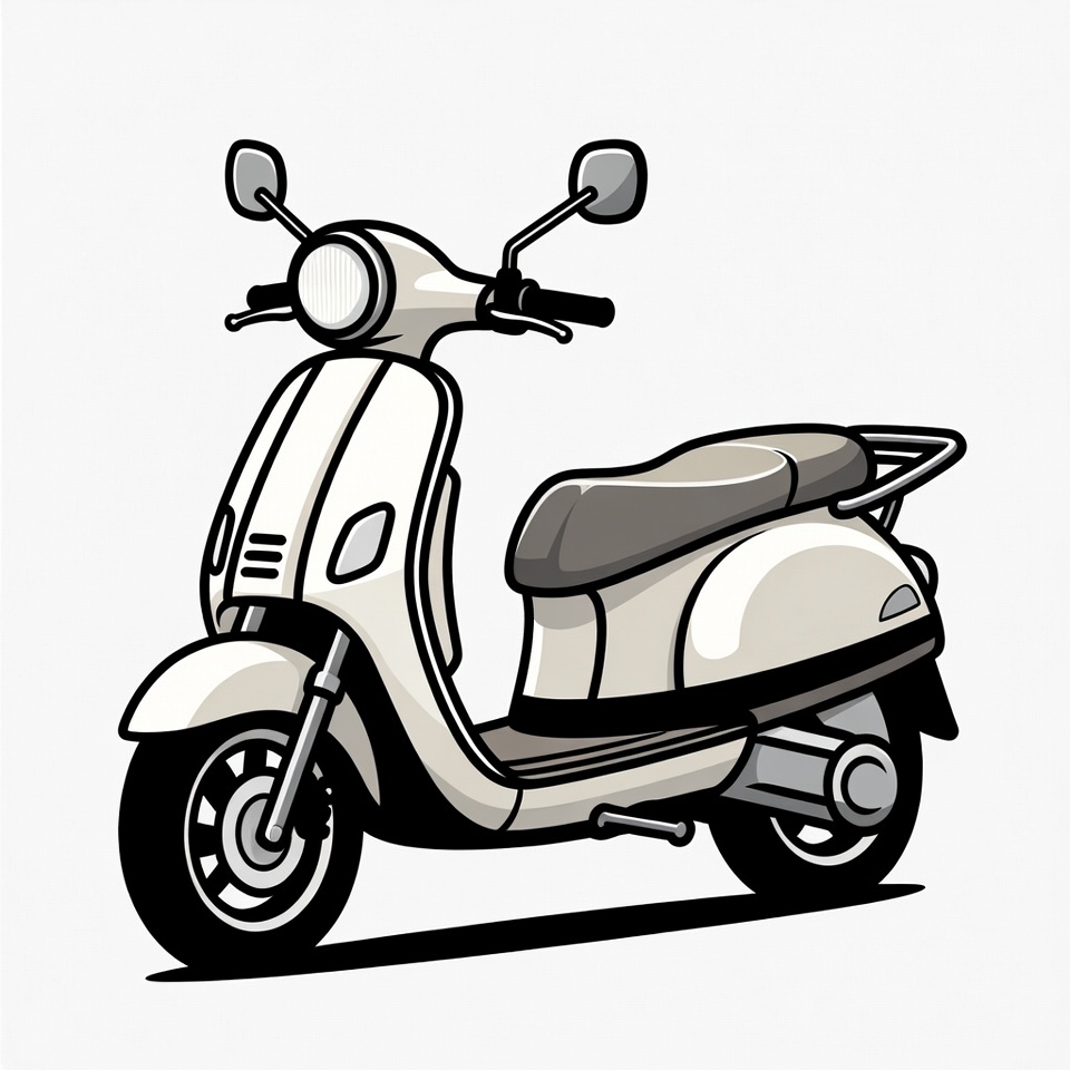 White Vespa Scooter Illustration White Vespa Scooter Illustration