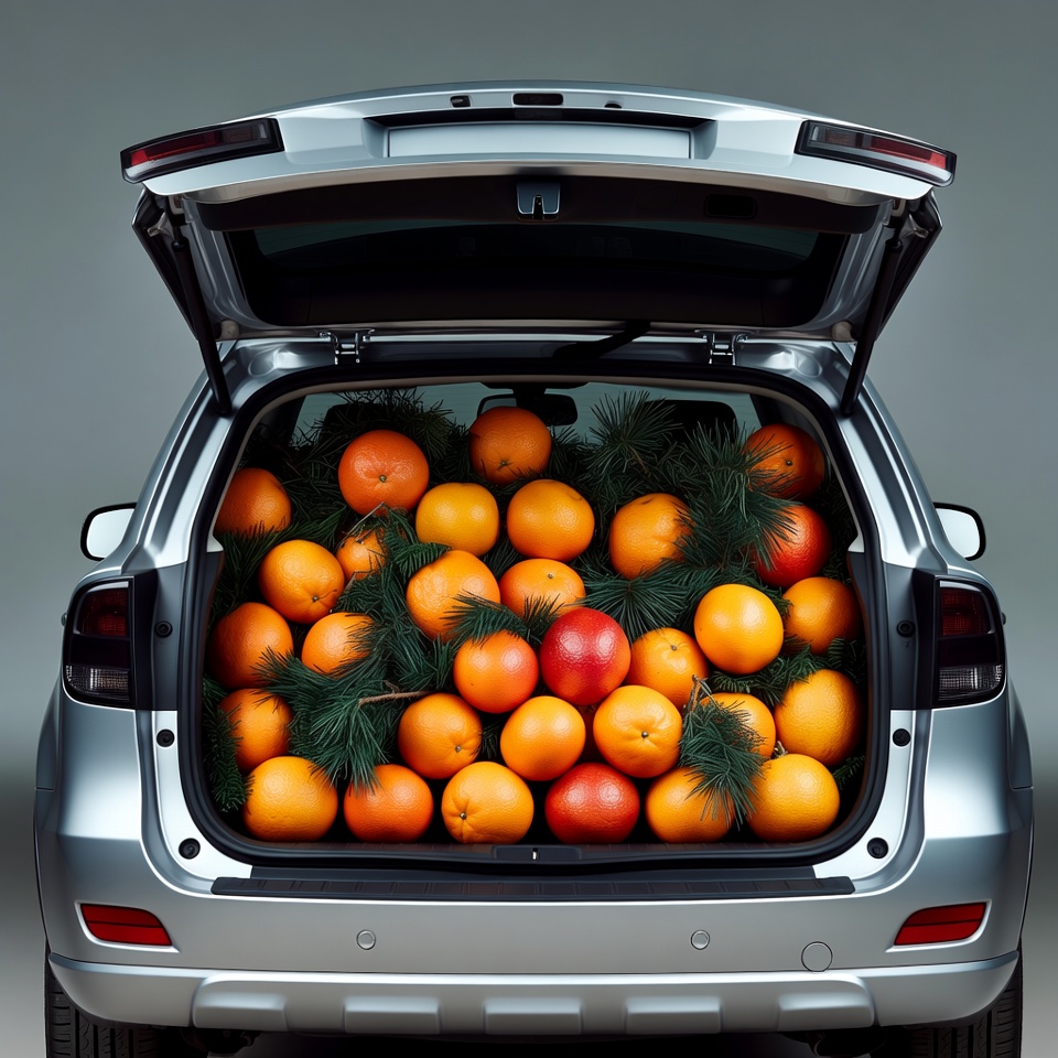 Car Trunk Filled with Oranges Car Trunk Filled with Oranges