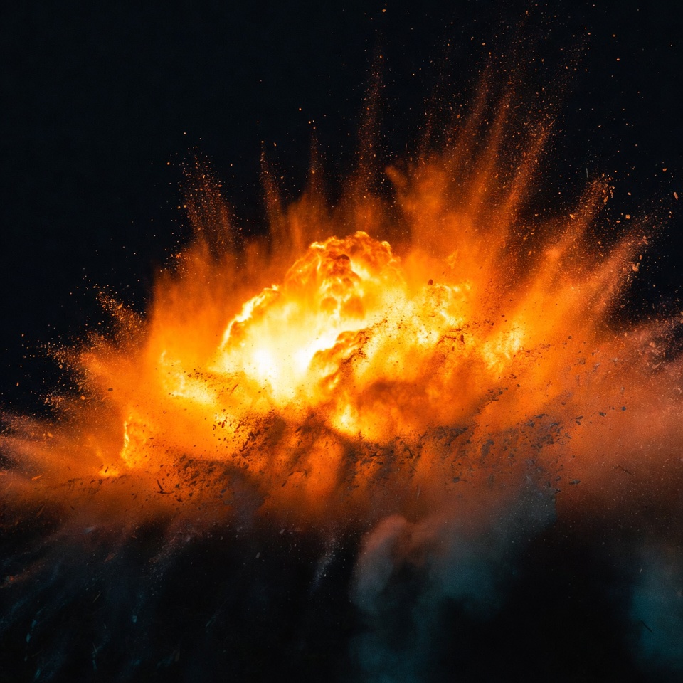 Massive orange explosion burst Massive orange explosion burst