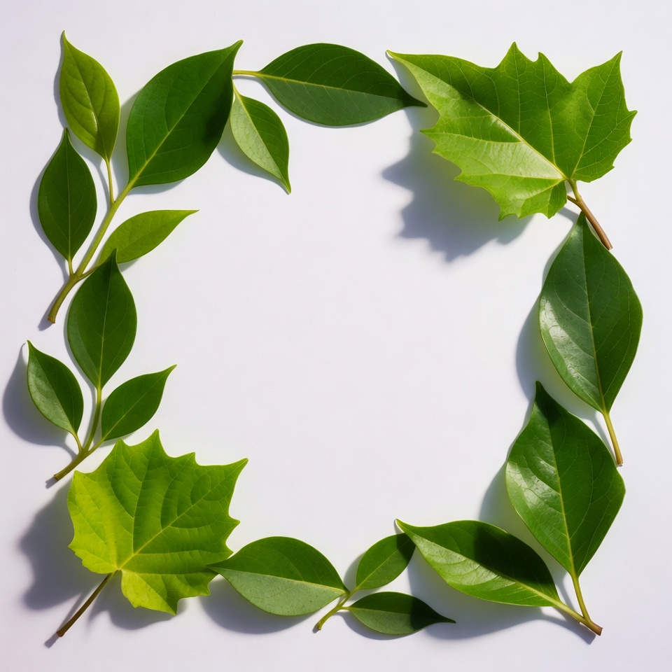 Green leaves forming frame Green leaves forming frame