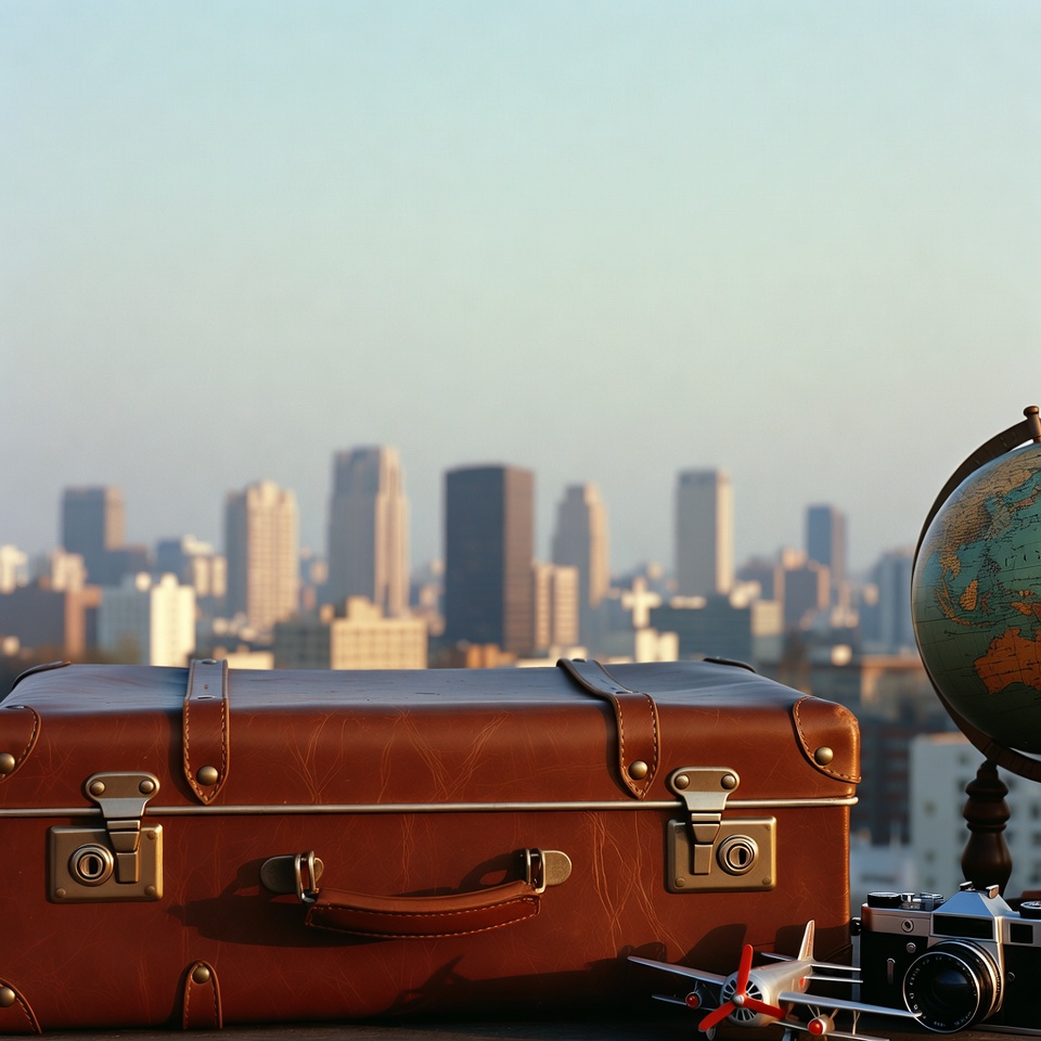 Vintage suitcase with globe and airplane Vintage suitcase with globe and airplane
