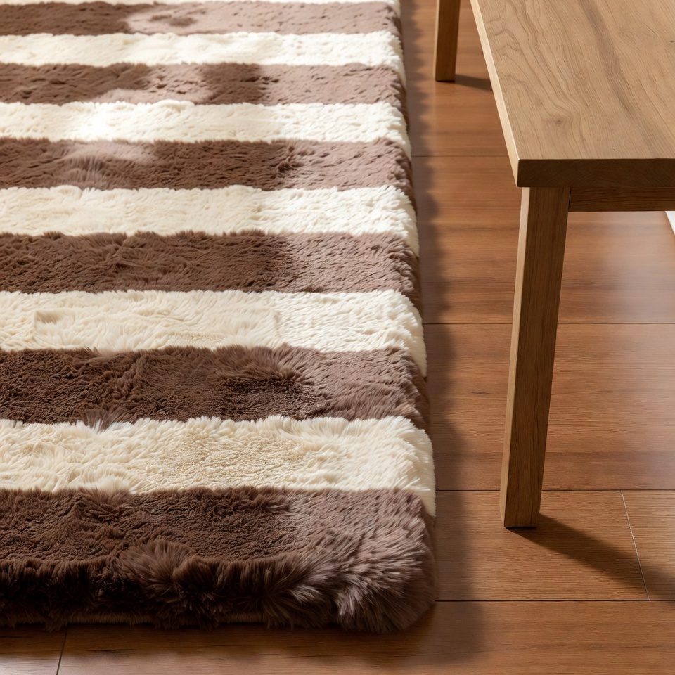 Brown White Striped Shag Rug Brown White Striped Shag Rug