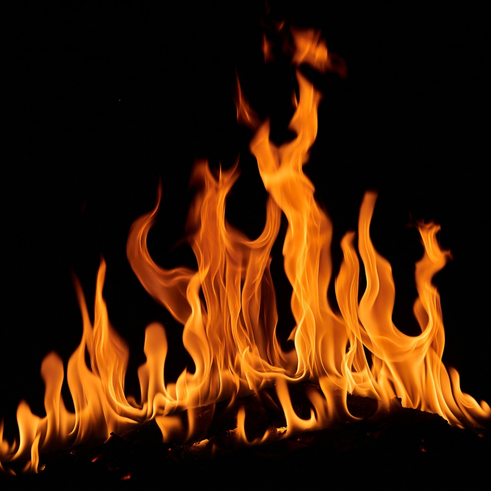 Burning Flames on Black Background Burning Flames on Black Background