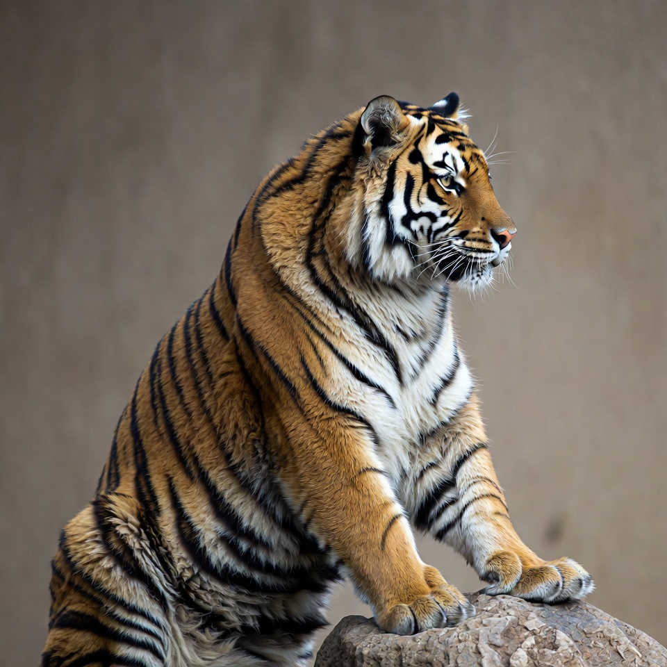 Tiger sitting on rock Tiger sitting on rock