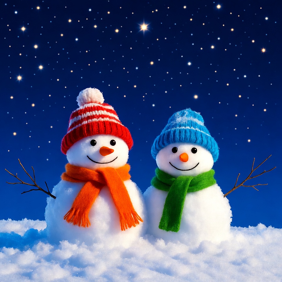 Red and Blue Snowmen with Scarves Red and Blue Snowmen with Scarves