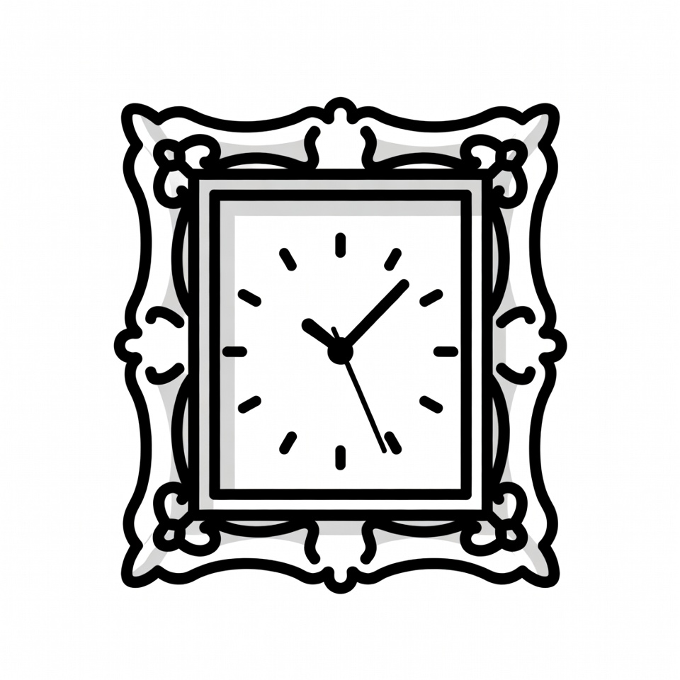 Ornate Framed Clock Illustration Ornate Framed Clock Illustration