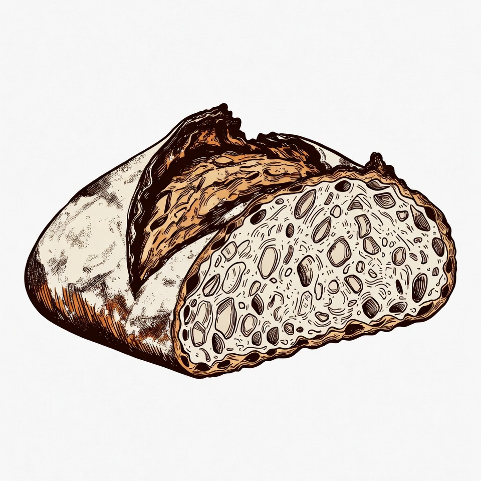 Sliced Artisan Bread Illustration Sliced Artisan Bread Illustration