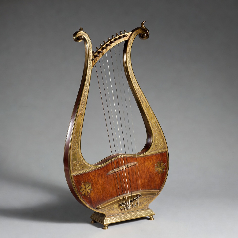 Ornate Golden Harp on Stand Ornate Golden Harp on Stand