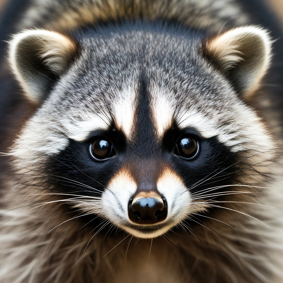 Close-up raccoon face Close-up raccoon face