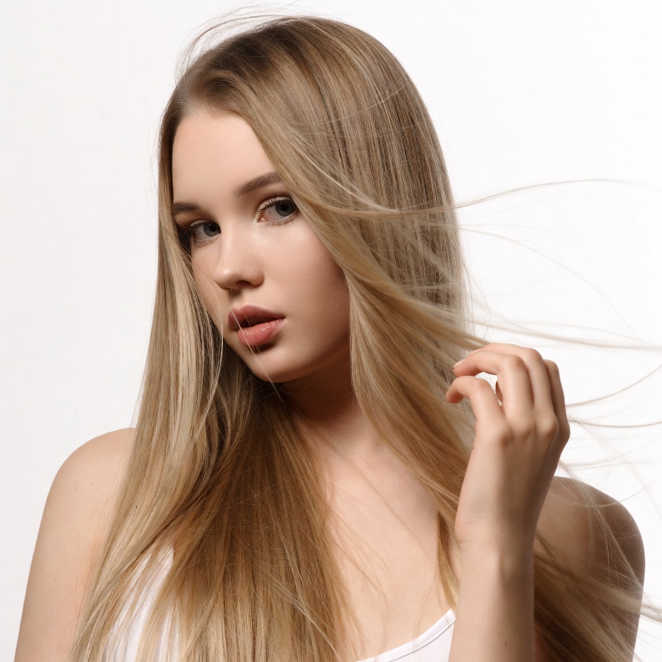 Blonde woman with flowing hair Blonde woman with flowing hair