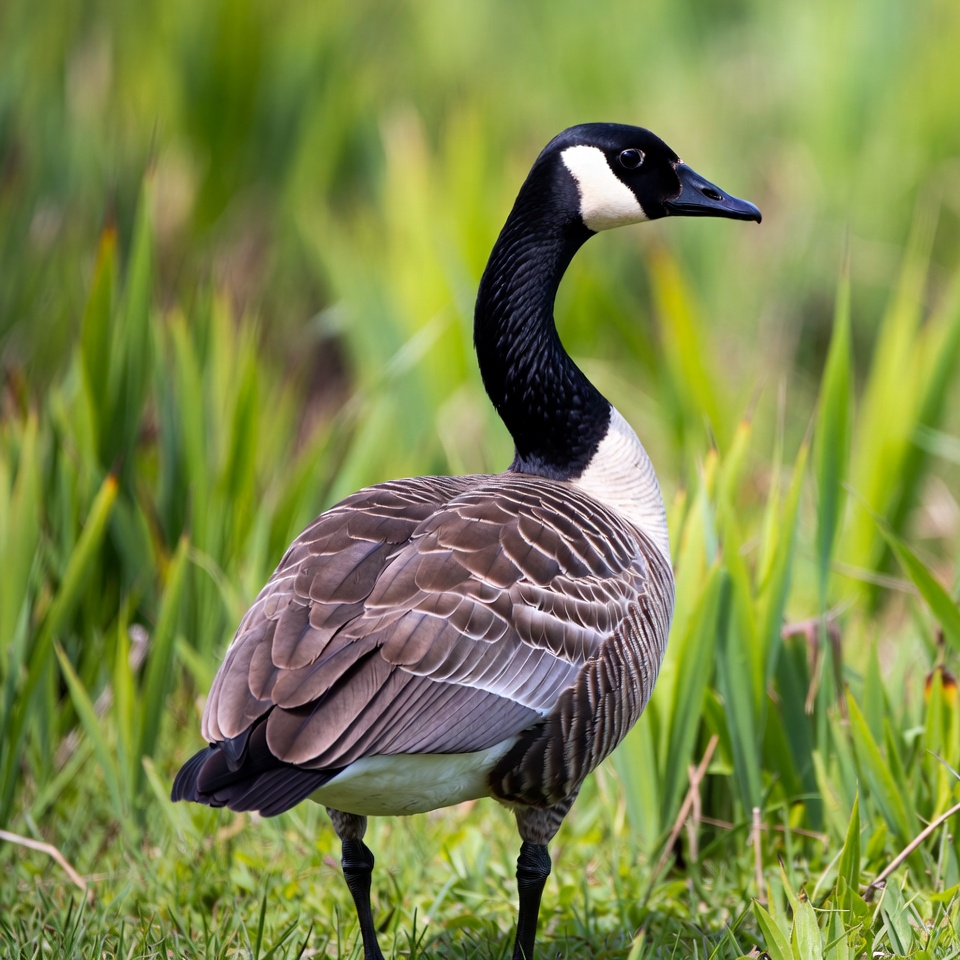 Canada Goose standing in green grass Canada Goose standing in green grass