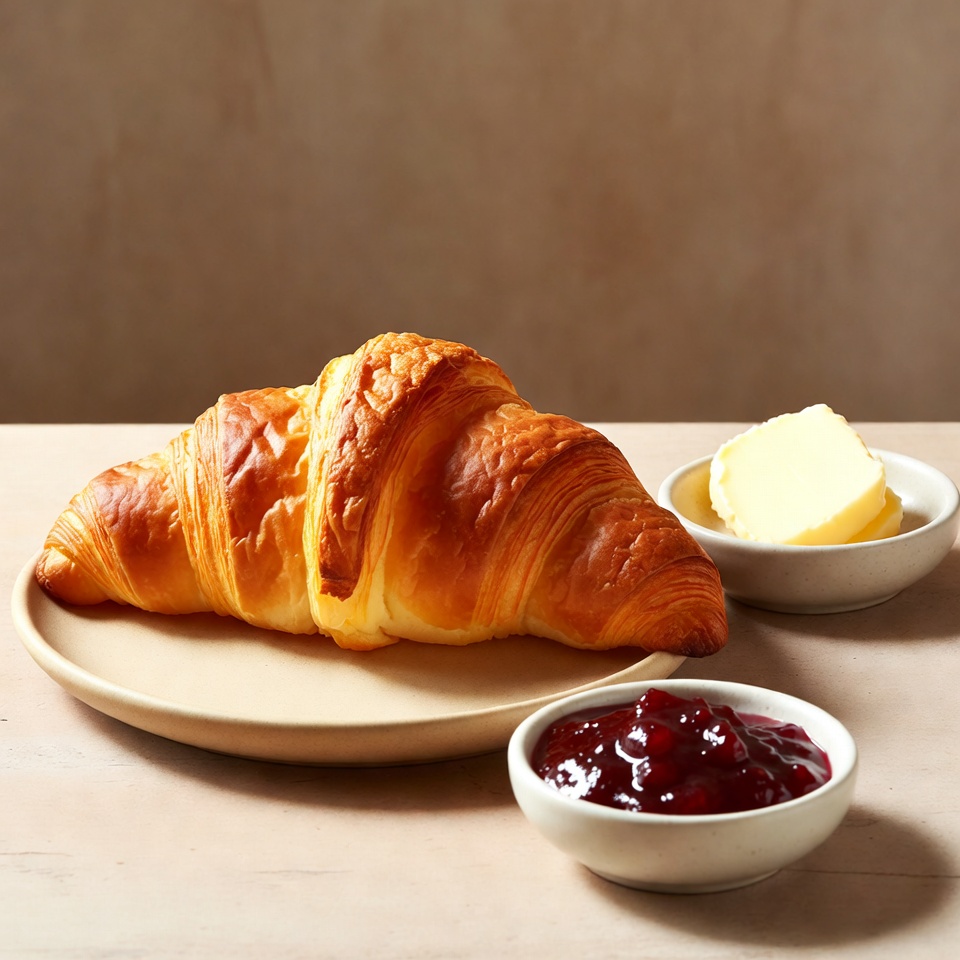 Croissant with Butter and Jam Croissant with Butter and Jam