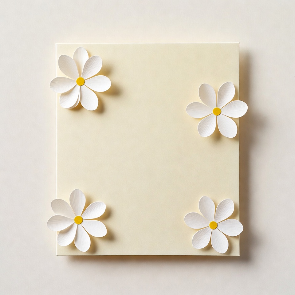 Paper Cutout Daisies on Yellow Card Paper Cutout Daisies on Yellow Card