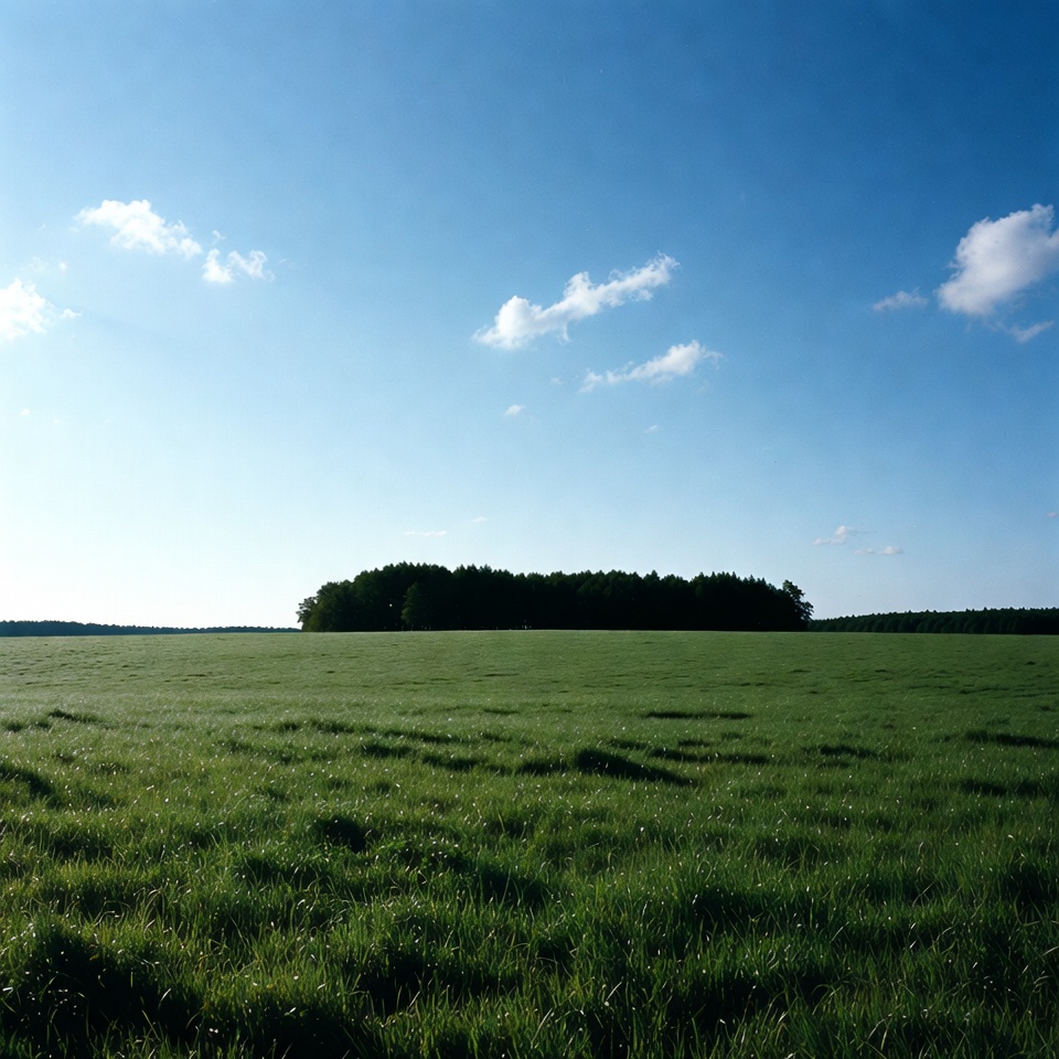 Green field with distant forest Green field with distant forest