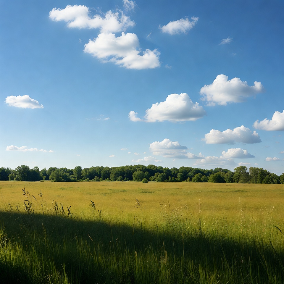 Golden Grass Field Under Blue Sky Golden Grass Field Under Blue Sky