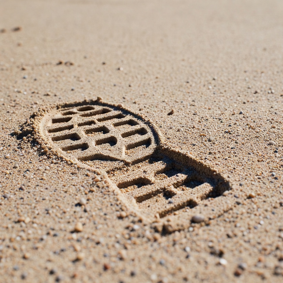 Sneaker footprint in sand Sneaker footprint in sand