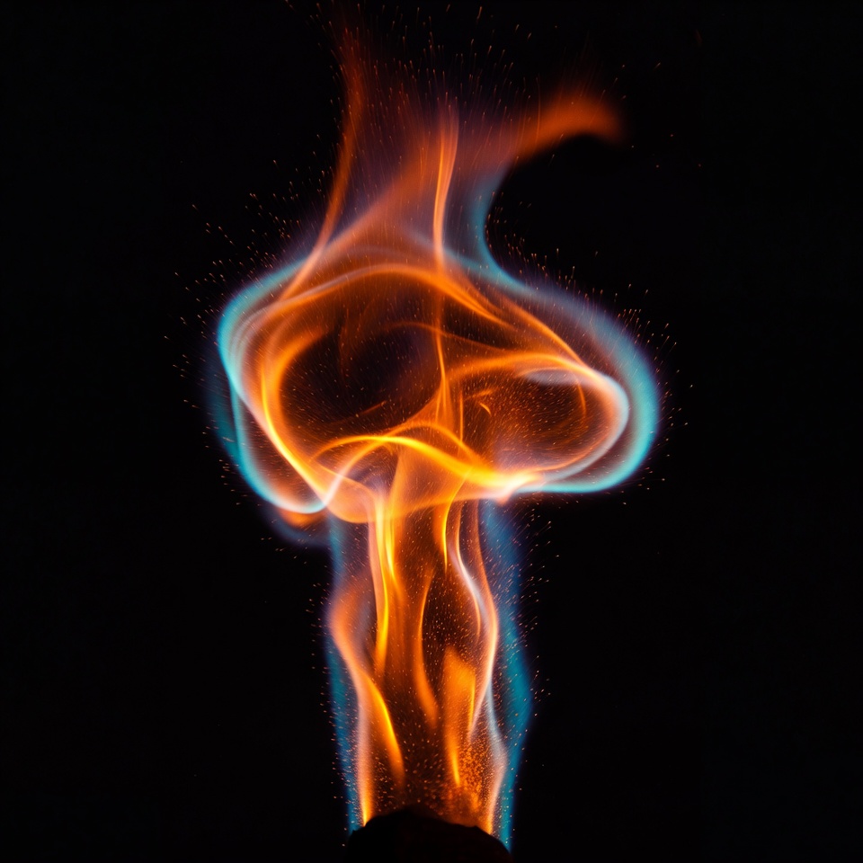 Vibrant Mushroom-Shaped Fire Flame Vibrant Mushroom-Shaped Fire Flame