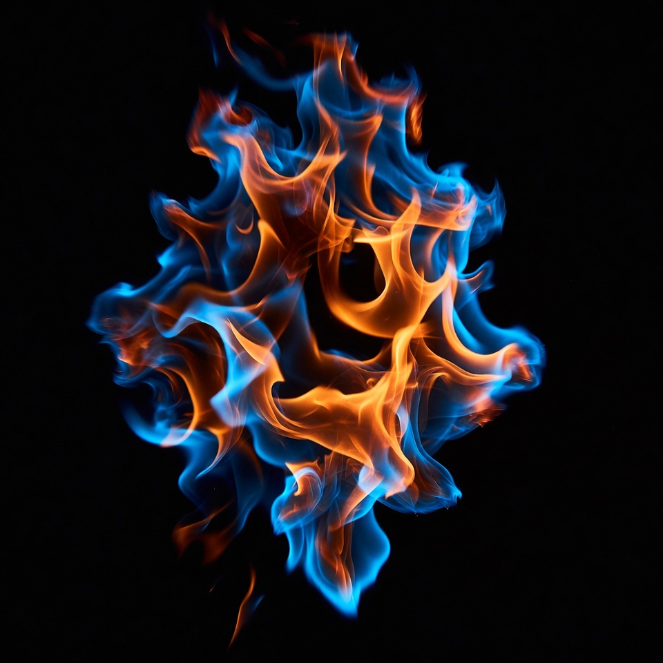 Blue and Orange Flames on Black Blue and Orange Flames on Black
