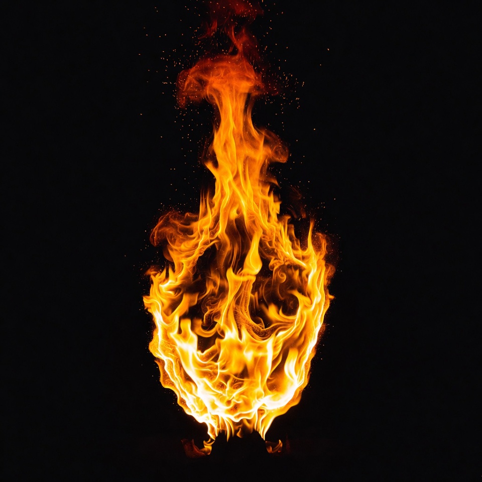 Burning Fire Flame on Black Burning Fire Flame on Black