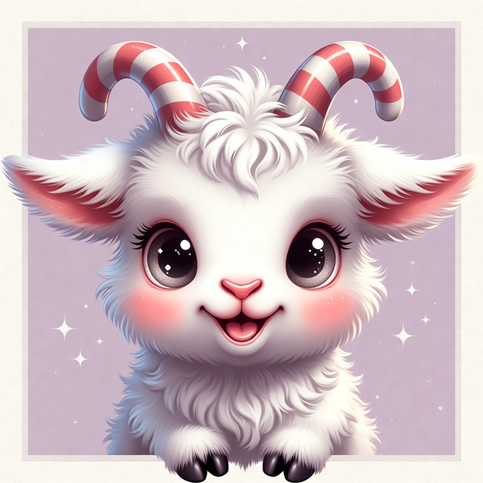 Cute baby goat with candy cane horns Cute baby goat with candy cane horns